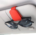 KIWEN Sunglasses Holders for Car Sun Visor, Magnetic Leather Glasses Eyeglass Hanger Clip for Car, Ticket Card Clip Eyeglasses Mount (Red)