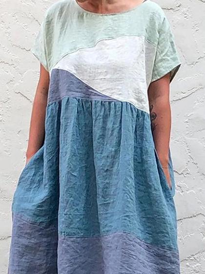 Casual loose round neck short sleeve dress