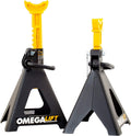 Omega Lift 32068 Heavy Duty Jack Stands 6 Ton Pair - Double LocPins - Handle Lock and Mobility Pin for Auto Repair Shop with Extra Safety, Black