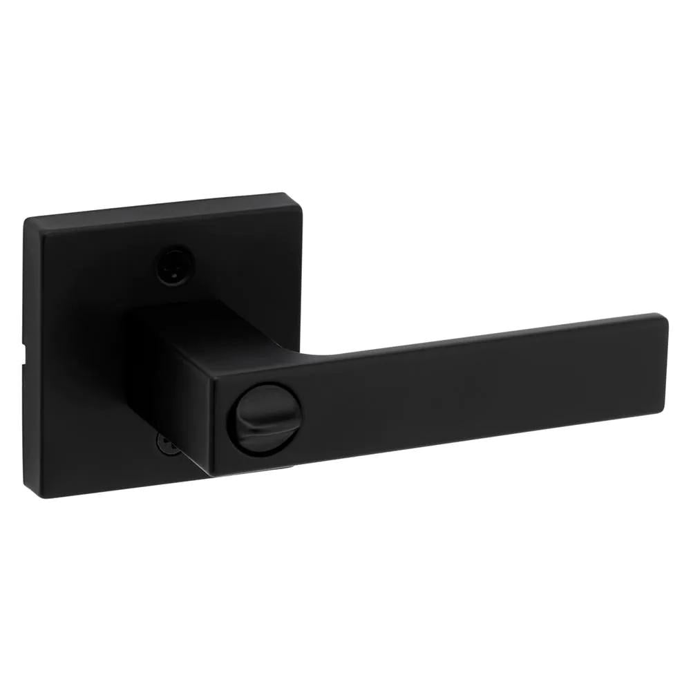 Singapore Square Matte Black Keyed Entry Door Lever with Microban Featuring SmartKey Security