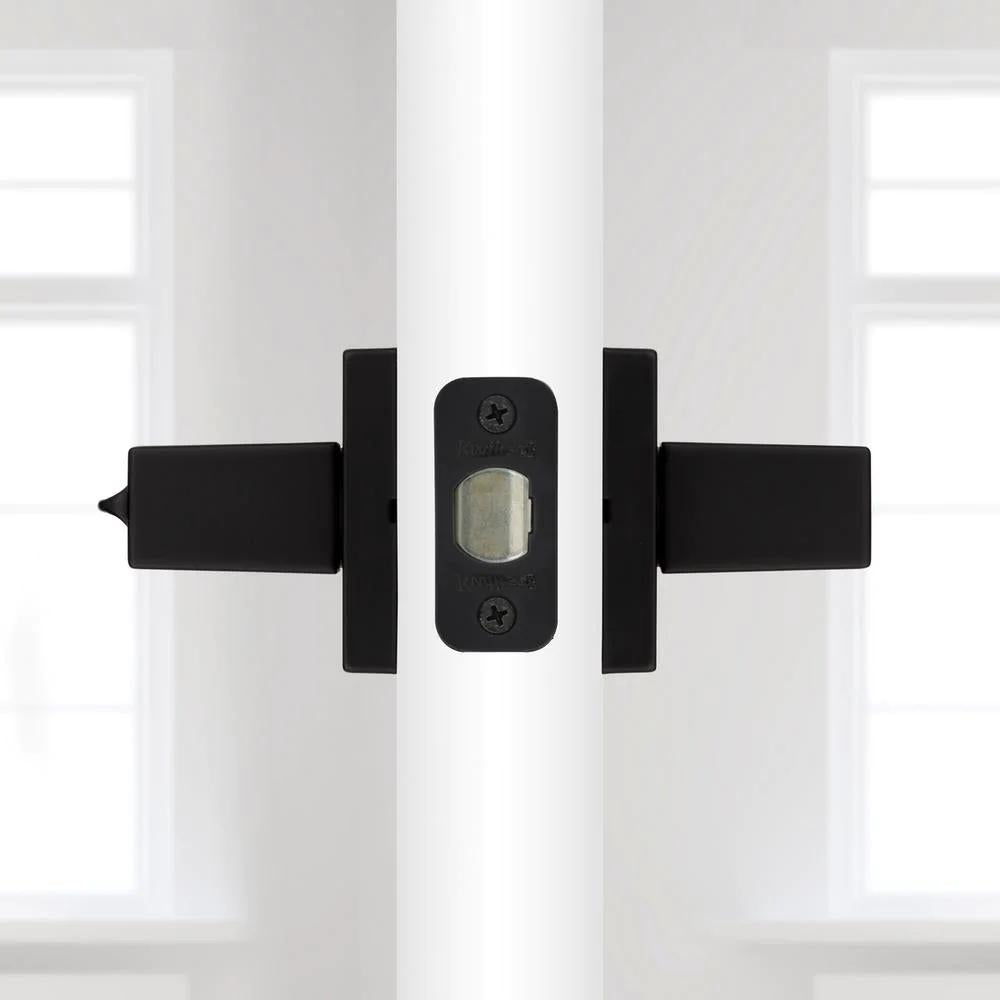 Singapore Square Matte Black Keyed Entry Door Lever with Microban Featuring SmartKey Security