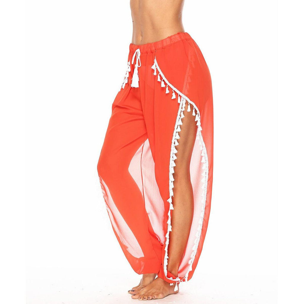 beach chiffon tassel pants