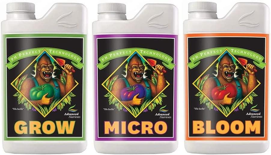 Advanced Nutrients pH Perfect Grow, Micro, Bloom 4L, 3-Part Base Nutrient, 4 Liters Each