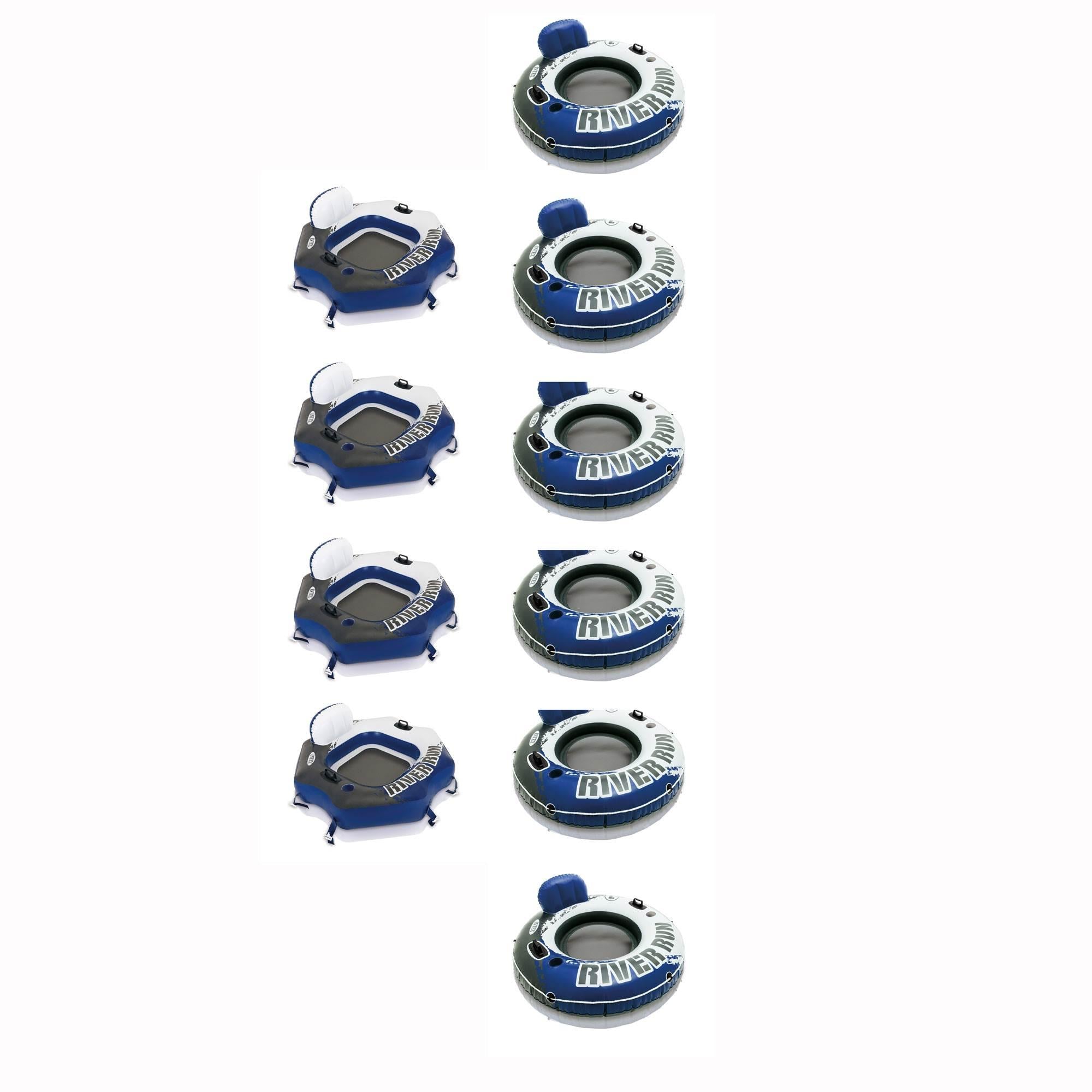 River Run 1 Person Floating Tube (6 Pack) &amp; River Run Loun(4 Pack)
