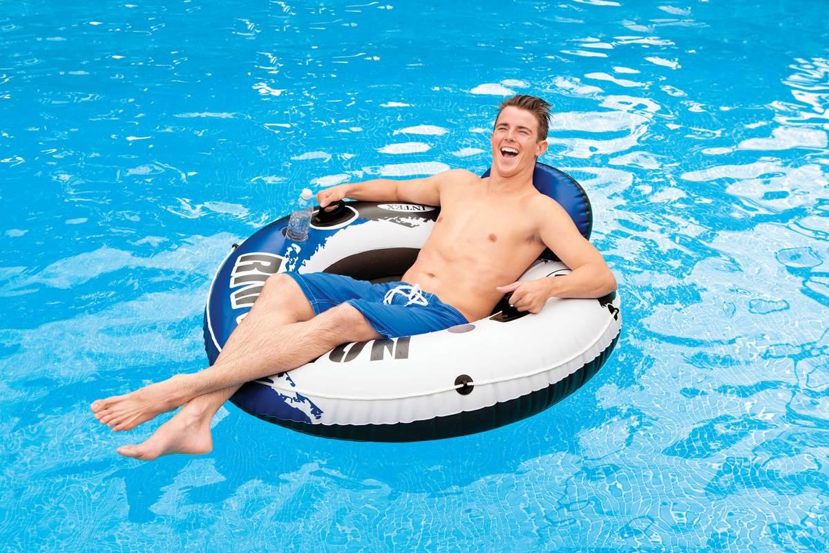 River Run 1 Person Floating Tube (6 Pack) &amp; River Run Loun(4 Pack)