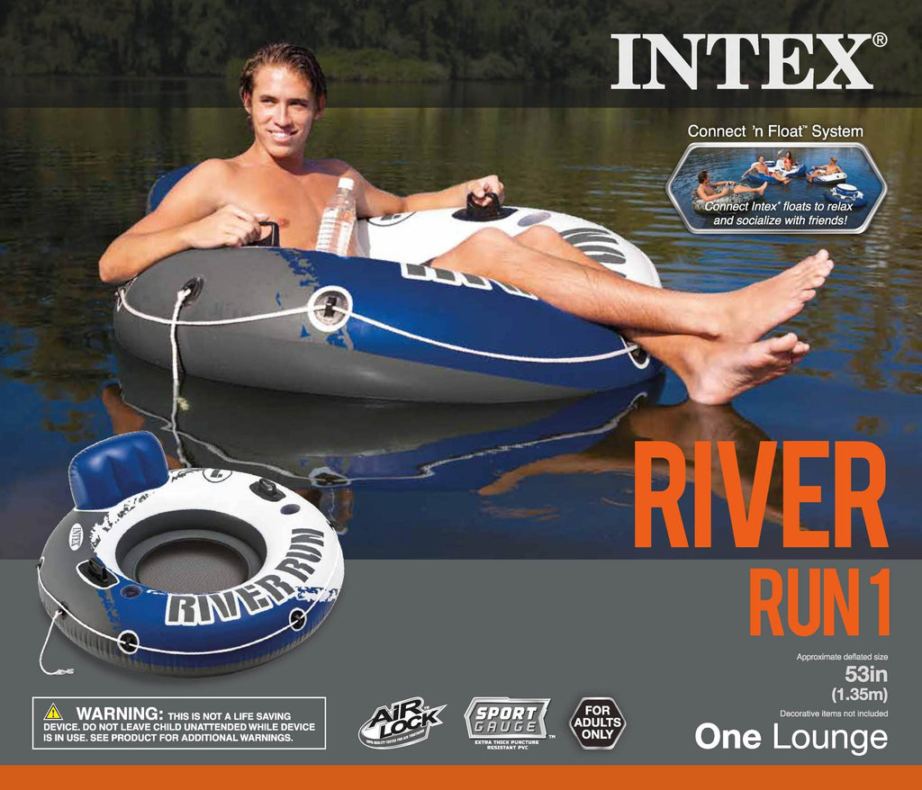 River Run 1 Person Floating Tube (6 Pack) &amp; River Run Loun(4 Pack)