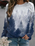Landscape Print Long-Sleeved Sweatshirt