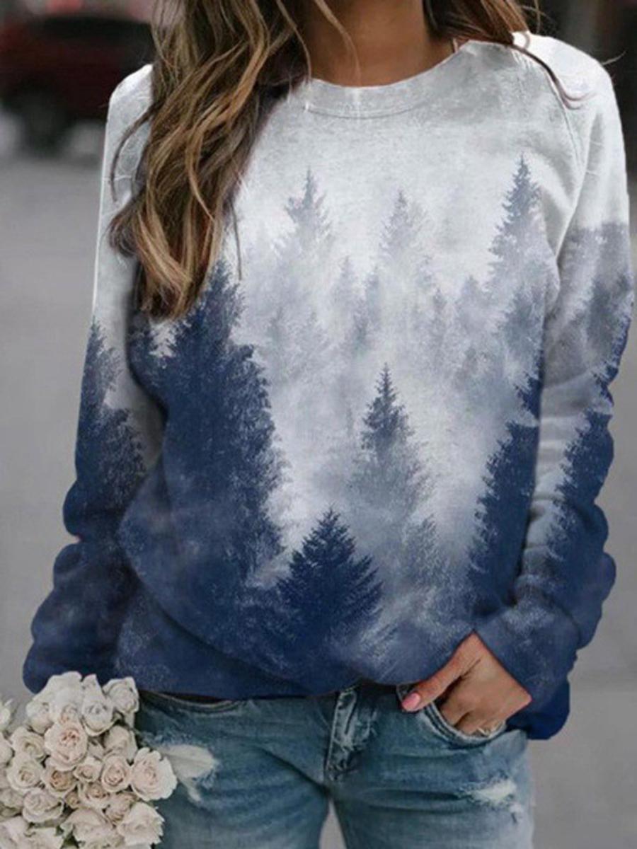Landscape Print Long-Sleeved Sweatshirt