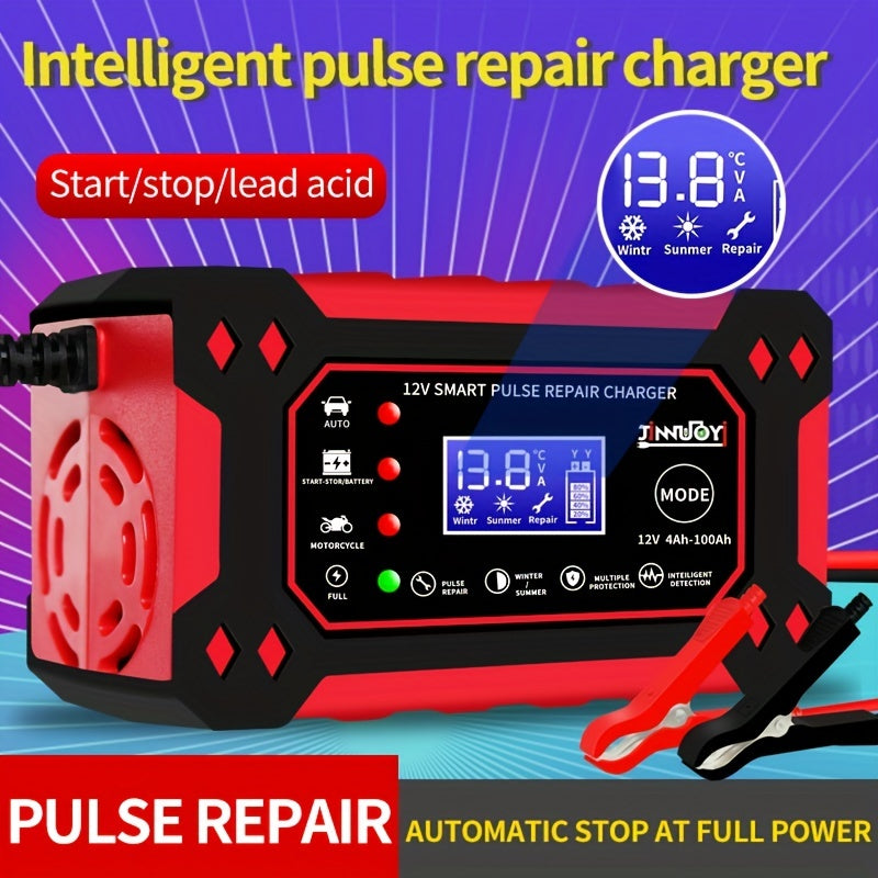 12V/6A Full Automatic Car Battery Charger Pulse Repair Charger For Car Truck Motorcycle Lawn Mower AGM/Gel Lead Acid Battery