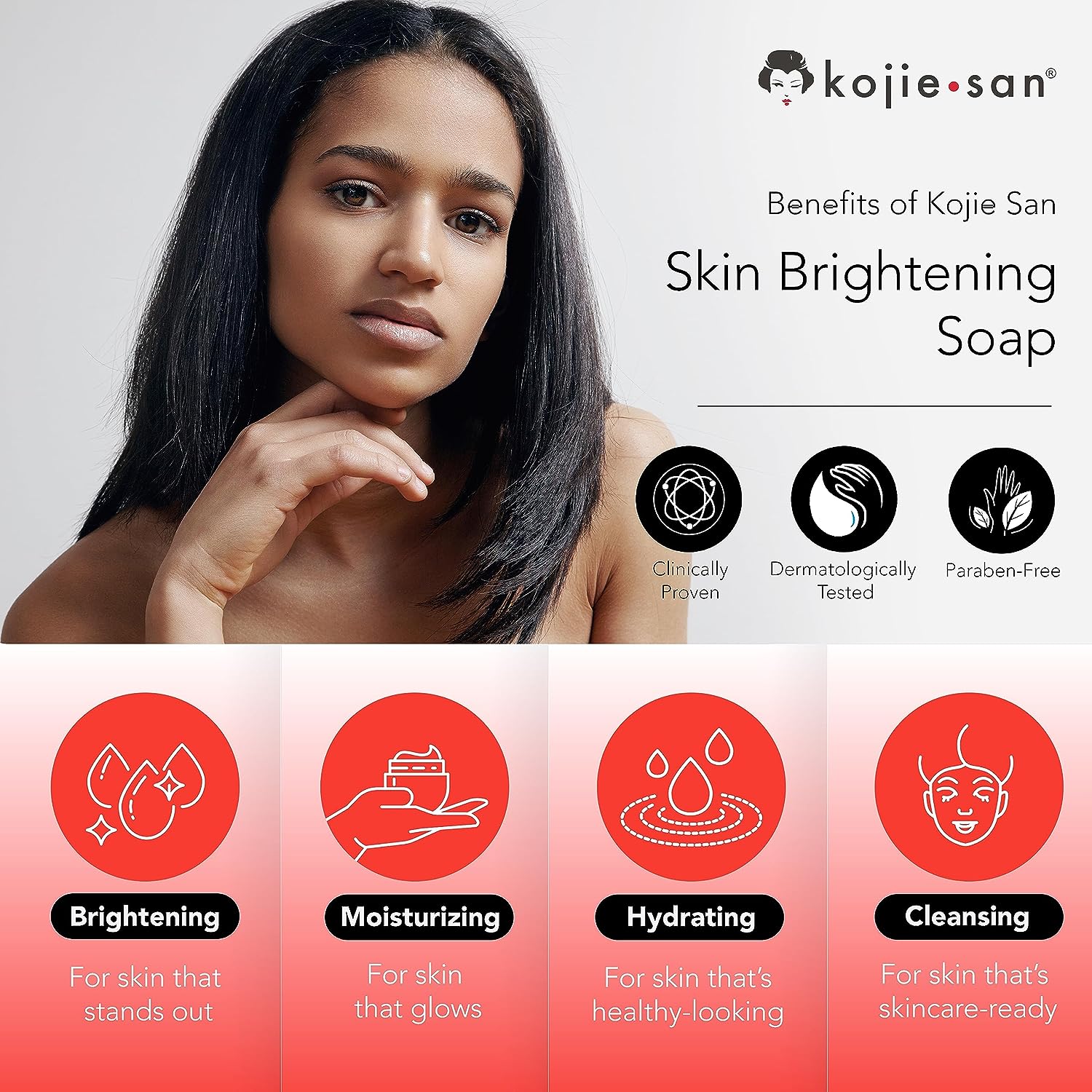 Kojie San Skin Brightening Soap - Original Kojic Acid Soap for Dark Spots, Hyperpigmentation, &amp; Scars with Coconut &amp; Tea Tree Oil - 65g x 3 Bars