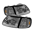 For 98-02 Ford Expedition TD DRL LED Crystal Headlights + LED Corner Lights Set () TD-HD-ON-FF15097-LED-SET-C