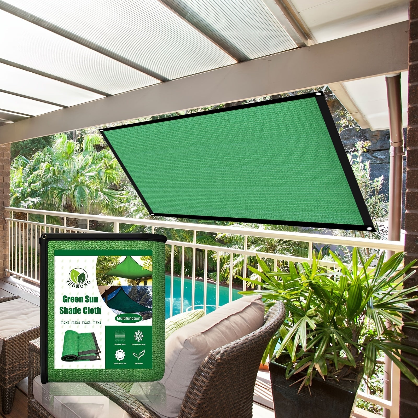 Keep Cool And Protected With This Green Sun Shade Cloth - Perfect For Balconies, Courtyards, And RV Camping
