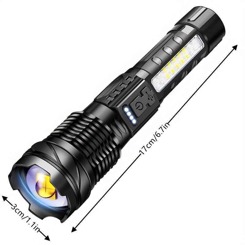 Super Powerful Flashlight Rechargeable Torch Light High Power Strong LED White Flash Light Tactical Lantern with Charging Cable