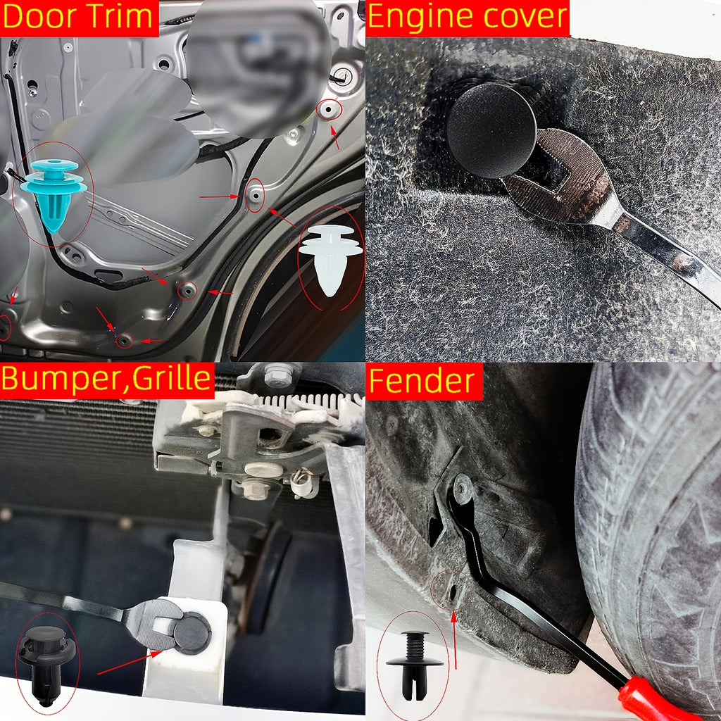 100pcs Auto Fastener Clip Car Fender Push Retainer Pin Rivet Bumper For Door Trim Panel Retainer Body Repair Tool Kit , Box Package