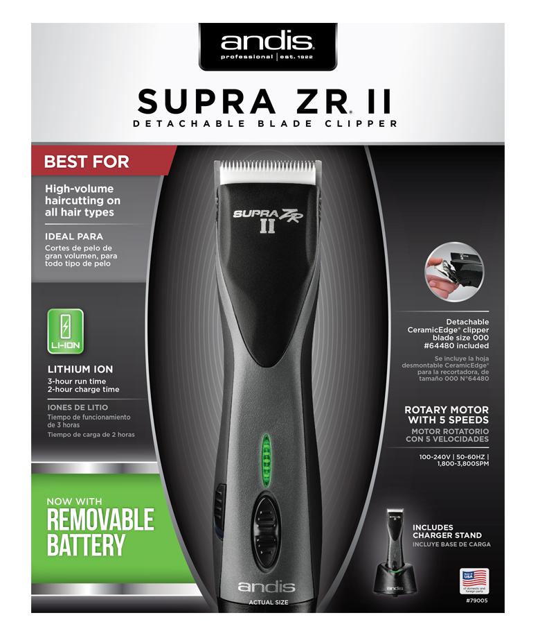 Andis Supra ZR II Cordless Detachable Blade Clipper 79005