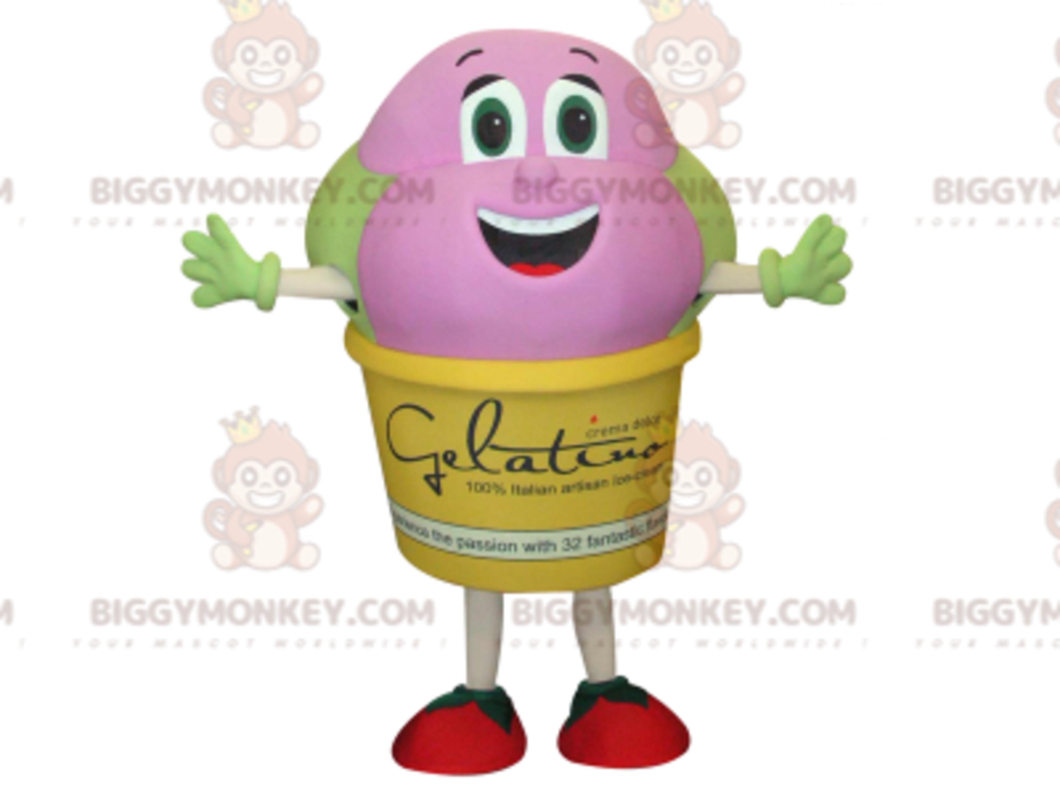 Yellow Pink and Green Giant Ice Cream Pot BIGGYMONKEYMascot Costume