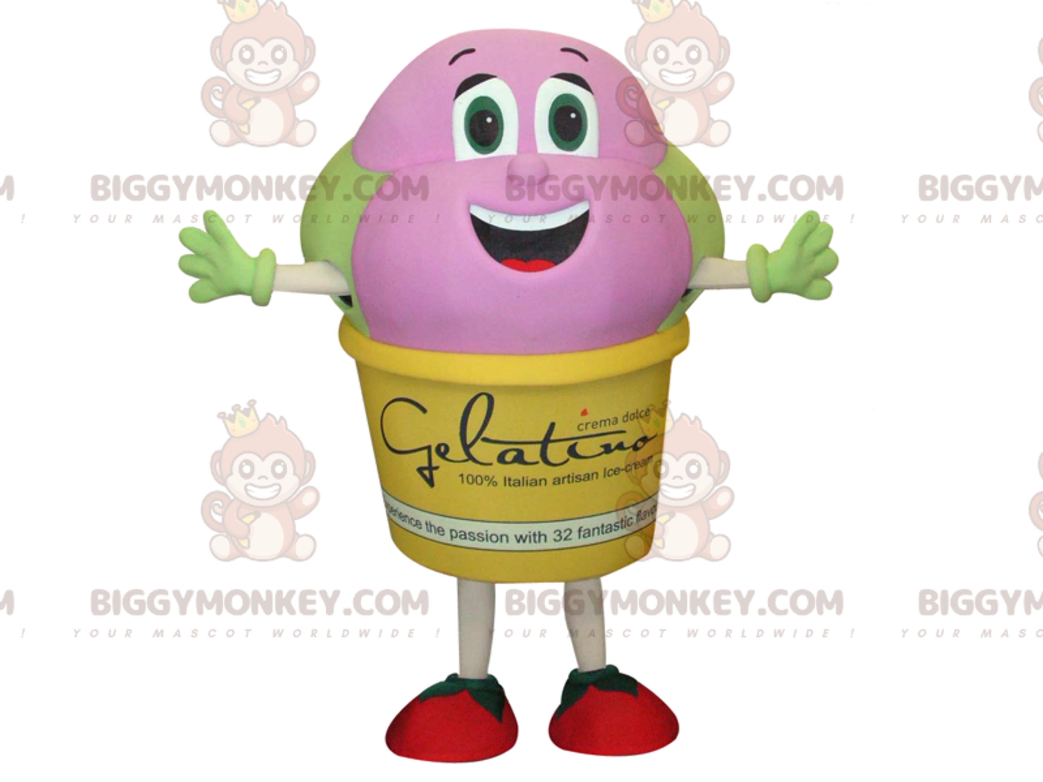 Yellow Pink and Green Giant Ice Cream Pot BIGGYMONKEYMascot Costume