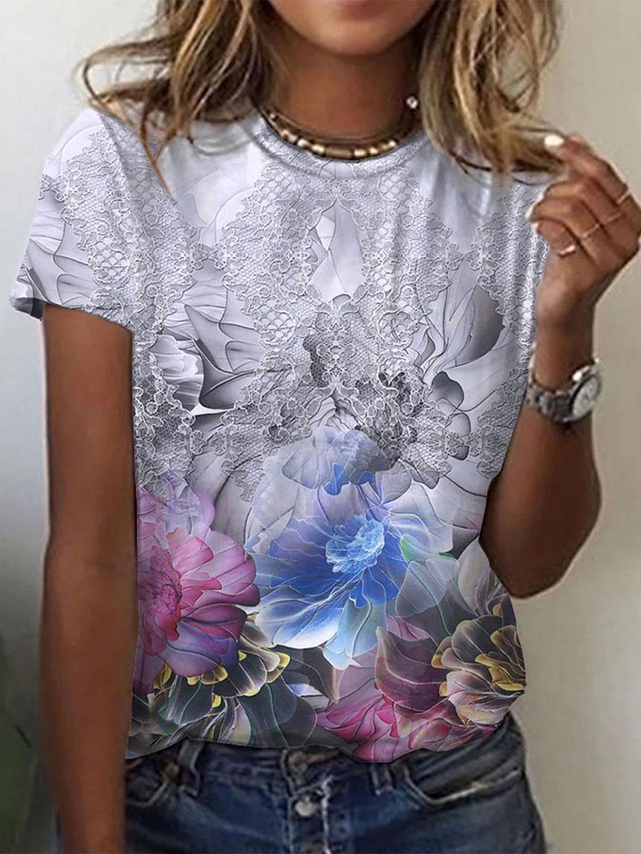 Floral Print Short-sleeve T-shirt