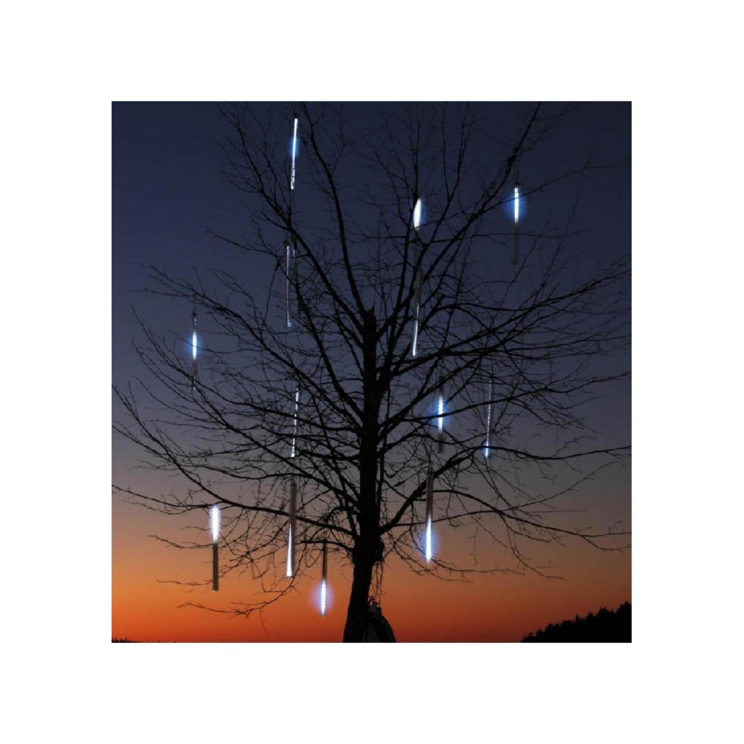 Set of 6 Dripping LED Icicle Snowfall Christmas Light Tubes 21.75" - 39.5"