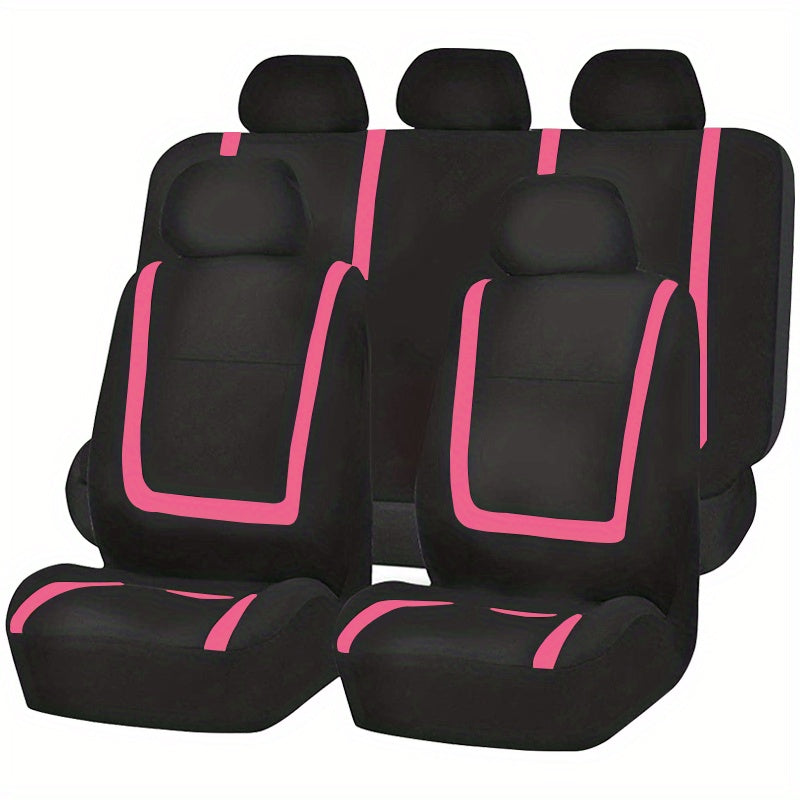 Car Seat Covers Full Set, Polyester Gray Purple Black Blue Red Purple Car Seat Cushion Universal Car Seat Protector Car Decoration Airbag Safe