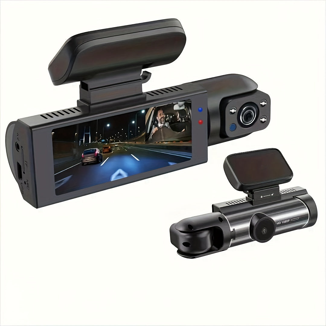 Dash Camera Front And Inside,3.16inchdash Cam 1080P, G Sensor HD Night Vision Loop Recording Wide Angle Car DVR (blue Photodiode Position Is Random)