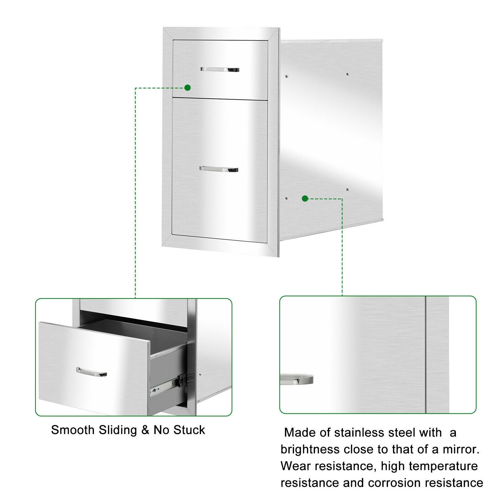 Steel BBQ Double Door Drawer Access Outdoor Kitchen 20x13x20"