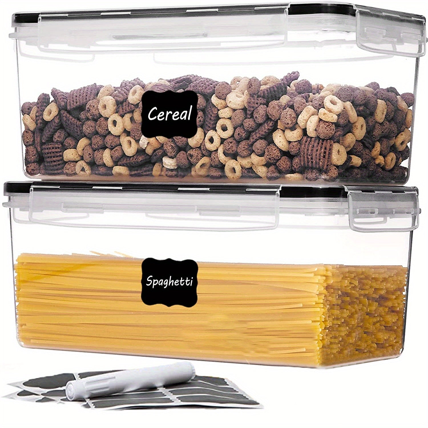 1/2/3pcs Airtight Food StoraContainers With Lids 3.2L, Plastic Spaghetti Container, PP Material BPA Kitchen Pantry Organization And Storage