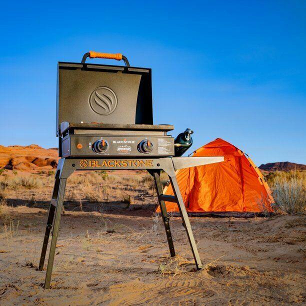 22" Griddle with Hood, Foldable Legs, Adapter Hose Tabletop Versatile