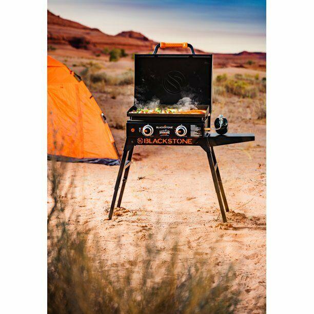 22" Griddle with Hood, Foldable Legs, Adapter Hose Tabletop Versatile