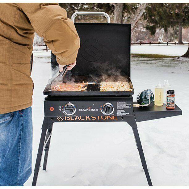 22" Griddle with Hood, Foldable Legs, Adapter Hose Tabletop Versatile