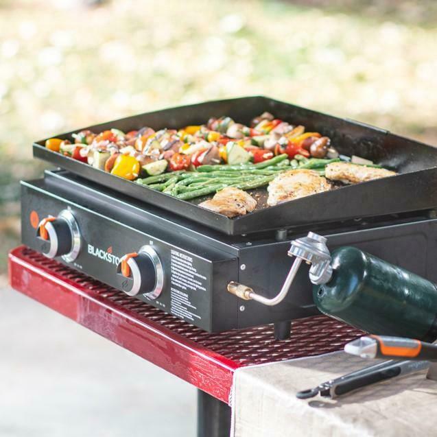 22" Griddle with Hood, Foldable Legs, Adapter Hose Tabletop Versatile