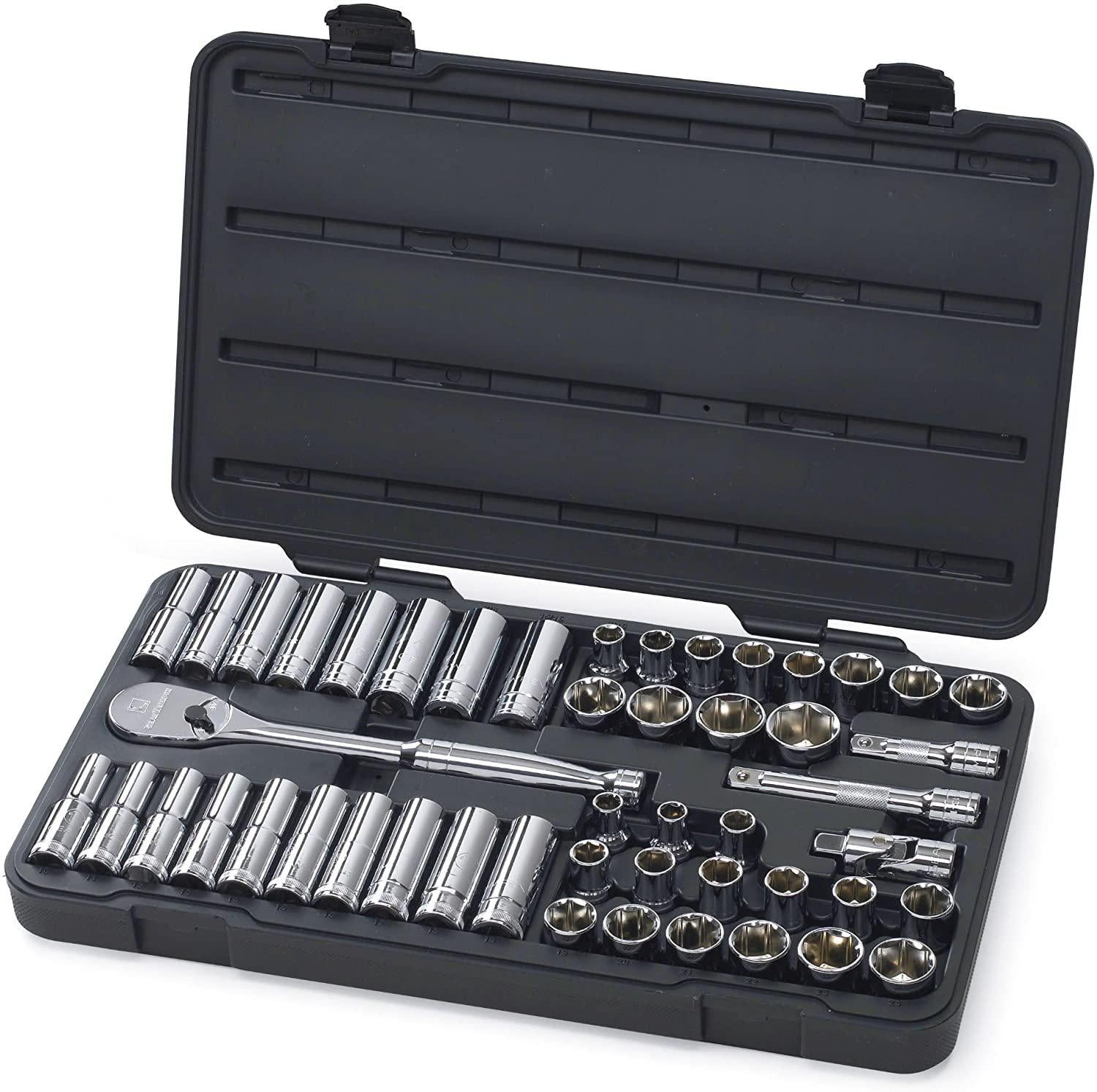 GEARWRENCH 49 Pc. 1/2" Drive 6 Pt. Socket Set, Standard/Deep, SAE/Metric - 80700D