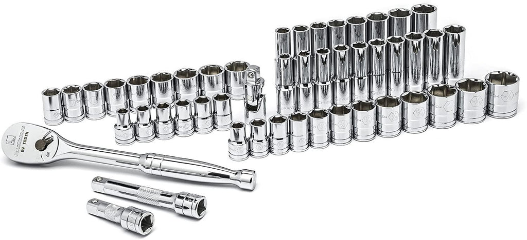 GEARWRENCH 49 Pc. 1/2" Drive 6 Pt. Socket Set, Standard/Deep, SAE/Metric - 80700D