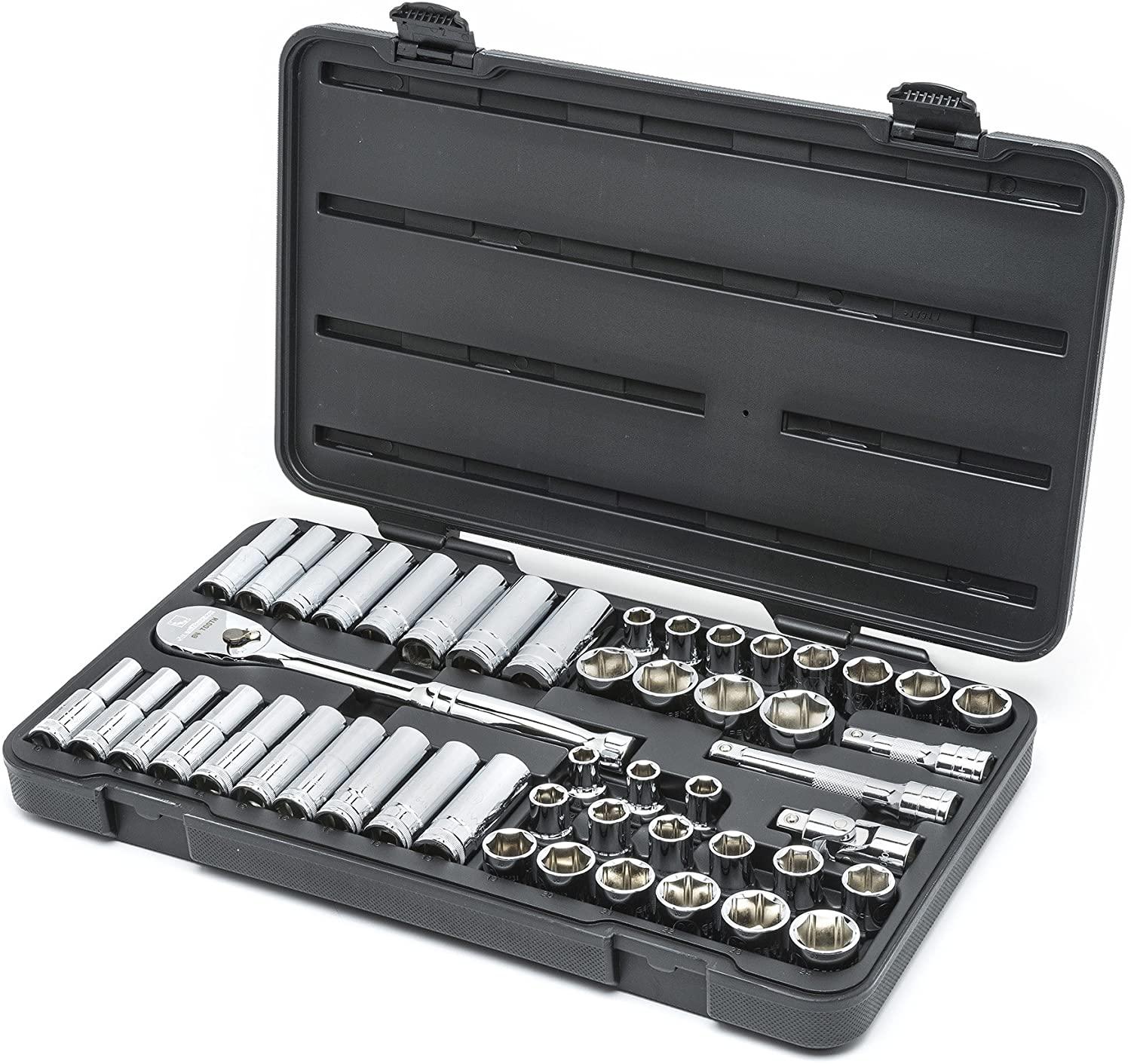 GEARWRENCH 49 Pc. 1/2" Drive 6 Pt. Socket Set, Standard/Deep, SAE/Metric - 80700D