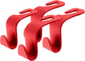 LivTee Car Seat Headrest Hook, Car Headrest Hidden Hook, 4 Pack Universal Auto Car Back Seat Hook Organizer for Purse Coat, Car Interior Accessories (Red)