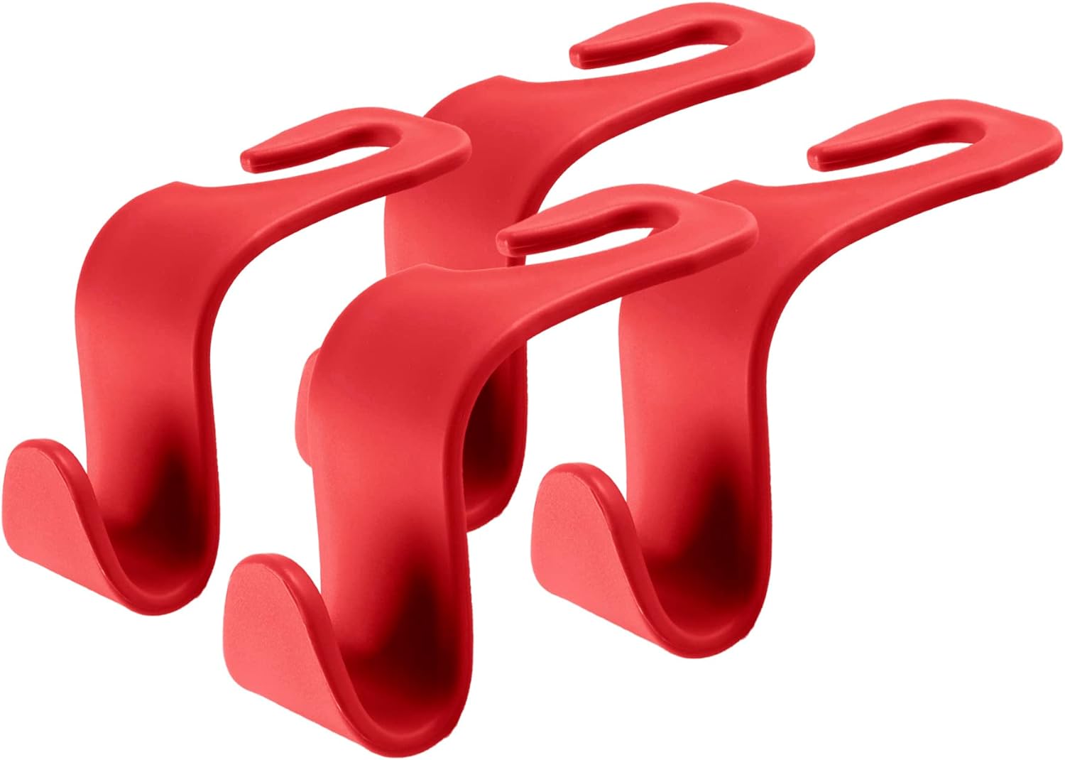 LivTee Car Seat Headrest Hook, Car Headrest Hidden Hook, 4 Pack Universal Auto Car Back Seat Hook Organizer for Purse Coat, Car Interior Accessories (Red)
