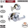Heavy Duty Commercial Satin Chrome Entry Lever with Single Cylinder Deadbolt Combo