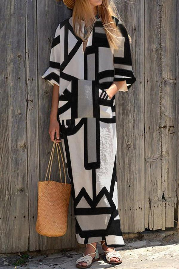 Casual Geometric Print Maxi Dress