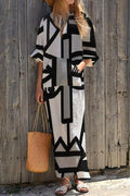 Casual Geometric Print Maxi Dress