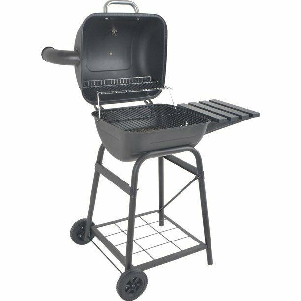 26" Mini Barrel Charcoal Grill W Side Shelf Black CBC1760W
