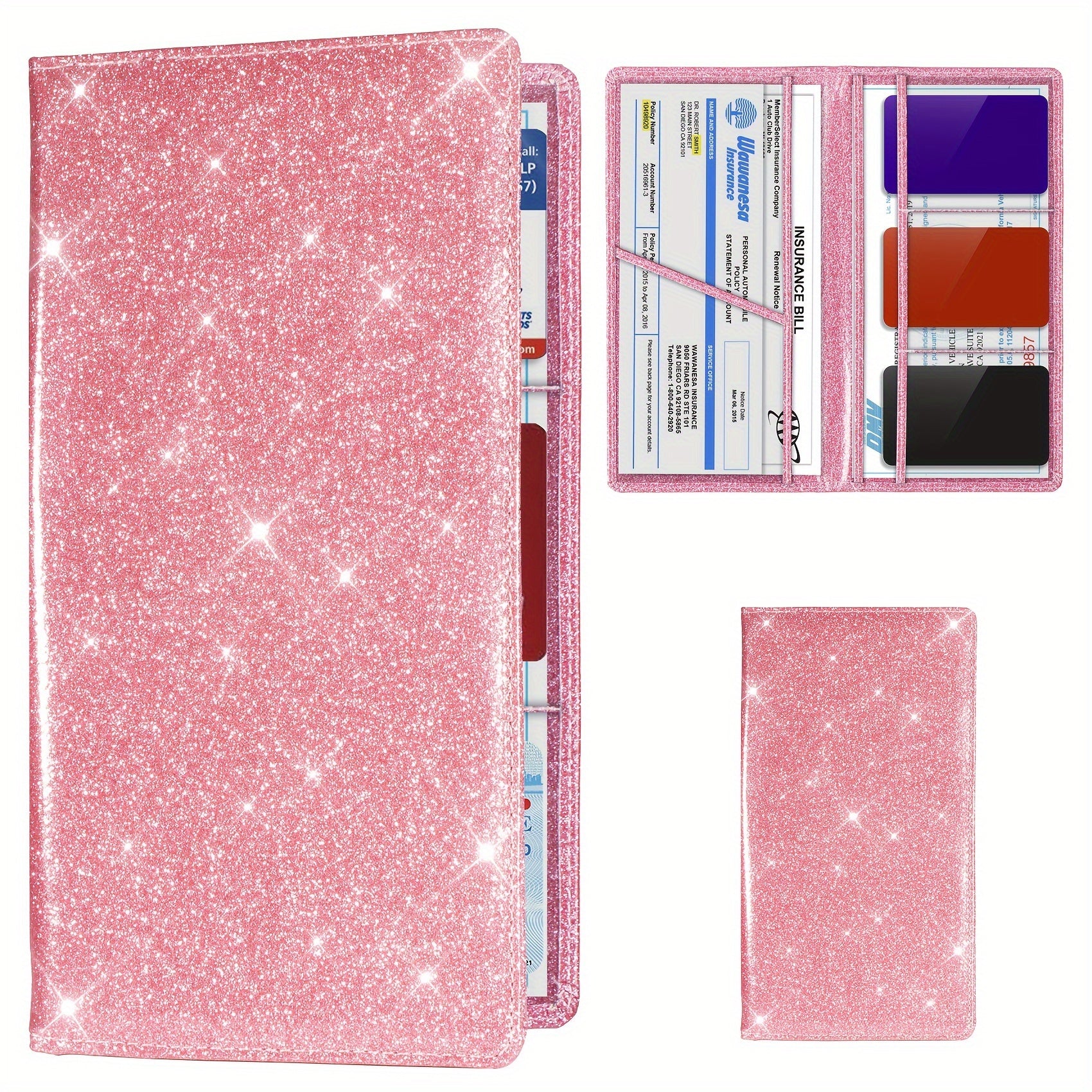 Car Registration And Insurance Card Holder, Vehicle License Document Glove Box Compartment Organizer