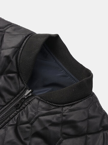 mens letter print applique zip front baseball collar casual double-faced jackets