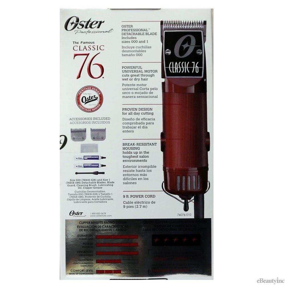 Oster Classic 76 Hair Clipper With 3 Detachable #00000 000 & 1 Blades