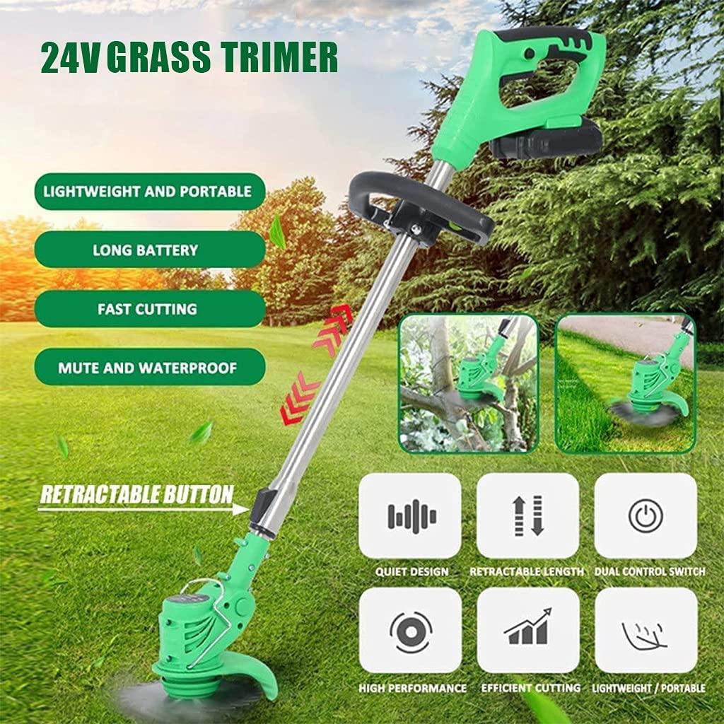 Cordless Lawn Mower with 24V Battery, Multi Function Brushless Wireless Lithium Electric Lawn Mower, Shrub Machine, Sawing Small Harvester, for Garden Trimming, Villa Lawn Trimming