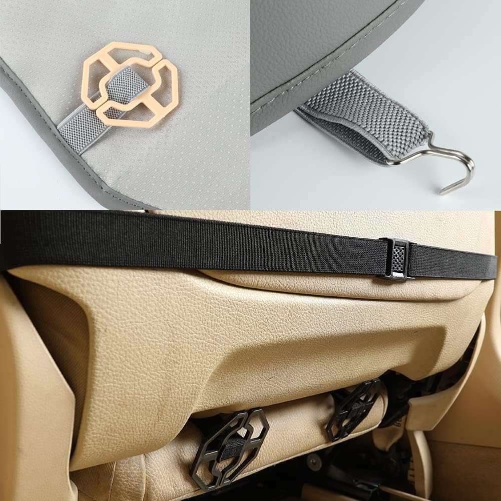 Black Panther PU Car Seat Cover, Front Seat Protector Compatible with 90% Vehicles,Embroidery,Anti-Slip &amp; Full Wrapping Bottom W55cm*D54cm(21.65''*21.26'')(1Piece,Gray)