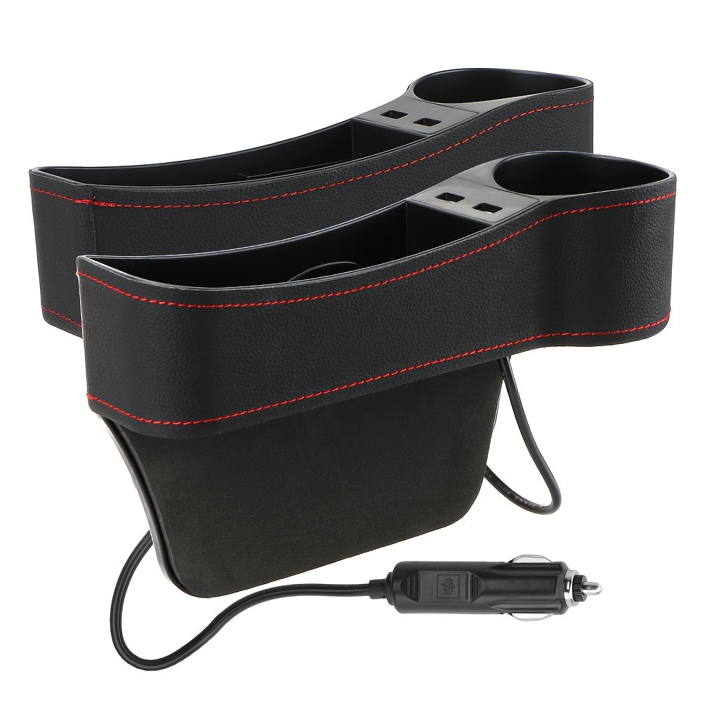 1PC Car StoraBox, Car Seat Gap Organizer Car Seat Clip Slot StoraBox Dual USB Charger Multifunctional Water Cup Holder StoraBox