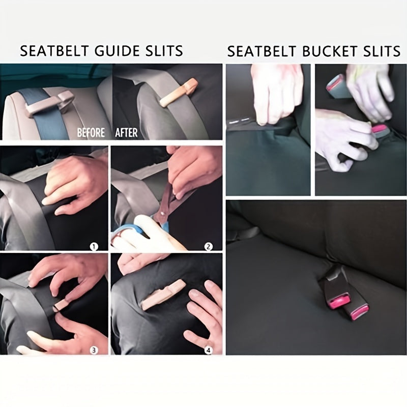 5 Seats PVC Quilted Leather Car Seat Covers, Breathable Faux Leather Auto Front Rear Seat Cushion Covers, Vehicle Seat Protectors Universal For Cars