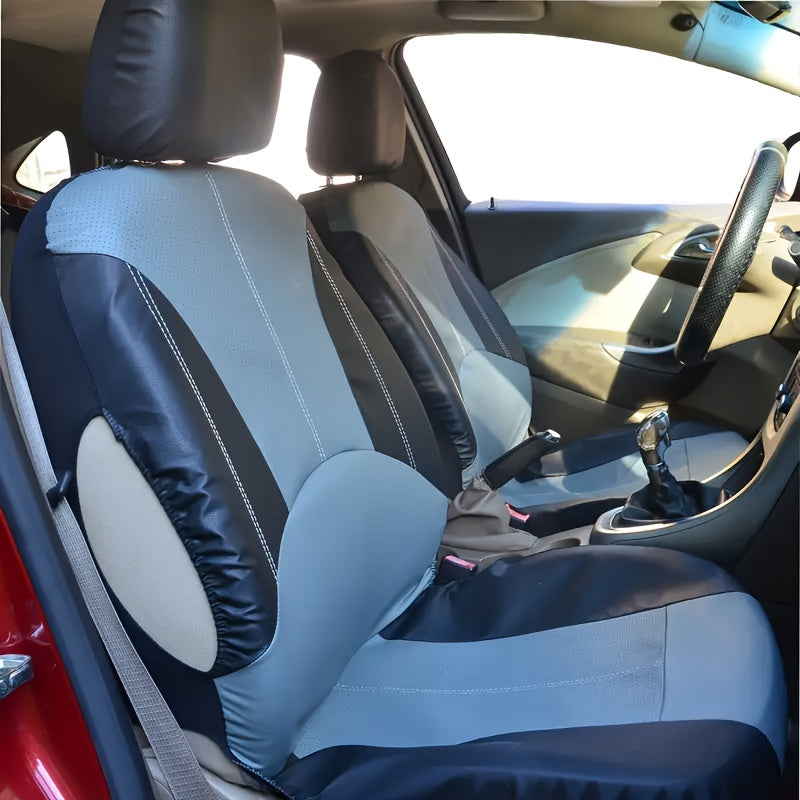 5 Seats PVC Quilted Leather Car Seat Covers, Breathable Faux Leather Auto Front Rear Seat Cushion Covers, Vehicle Seat Protectors Universal For Cars