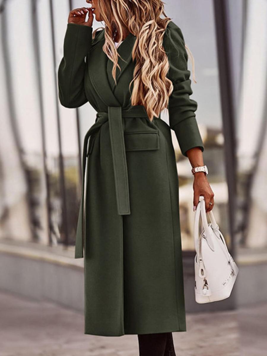Fashion Lady Solid Color Overcoat