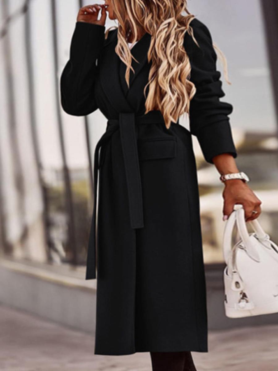 Fashion Lady Solid Color Overcoat